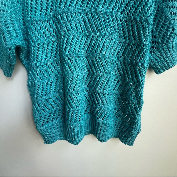 Chicos Riviera Pullover Fine Open Stitch Sweater Amazonite XL 16 Lagenlook beach - Picture 11 of 13